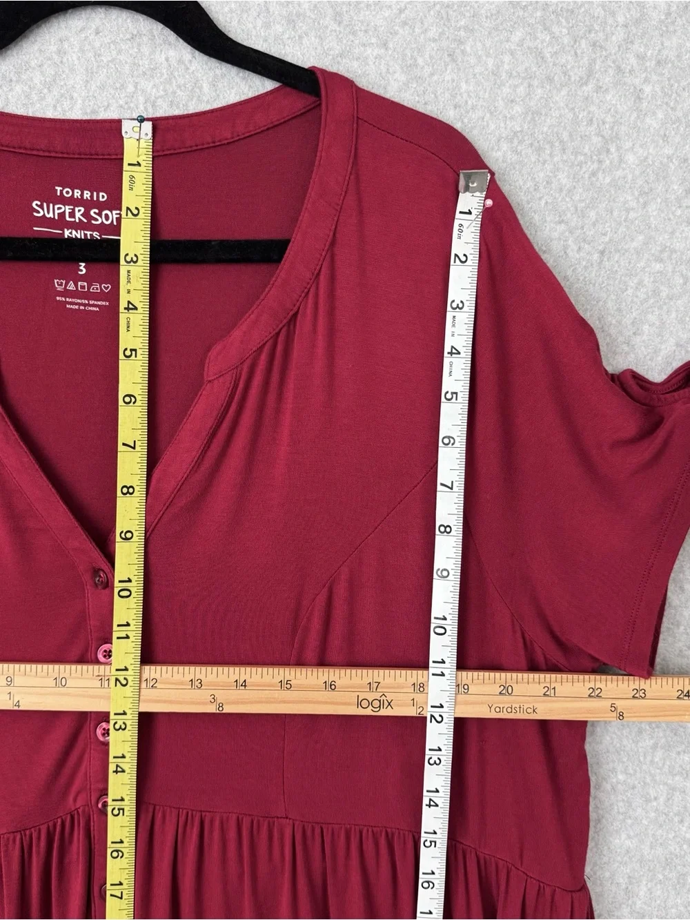 Torrid Super Soft Knit Top Tunic Womens 3X Red Stretch Casual Short Sleeve READ - Picture 14 of 15